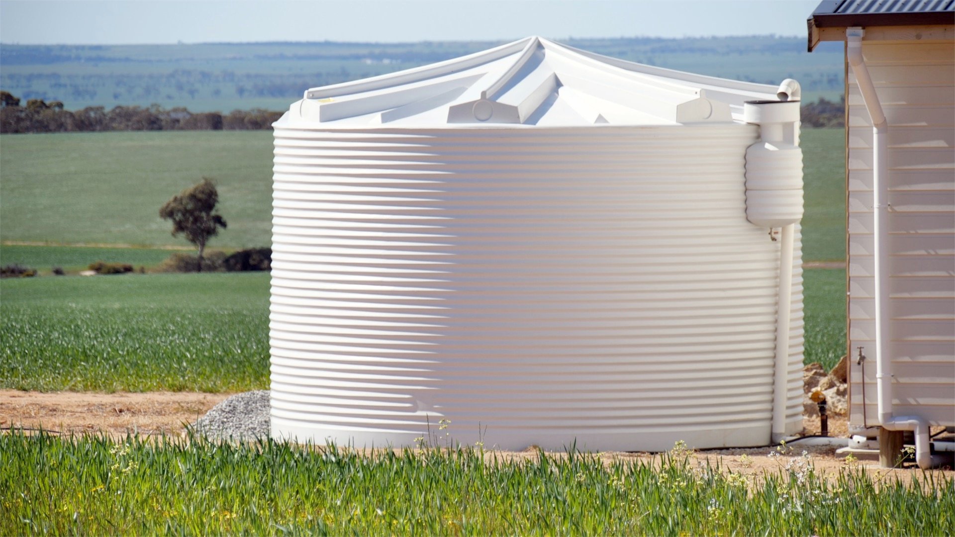 Poly water tank on a farm